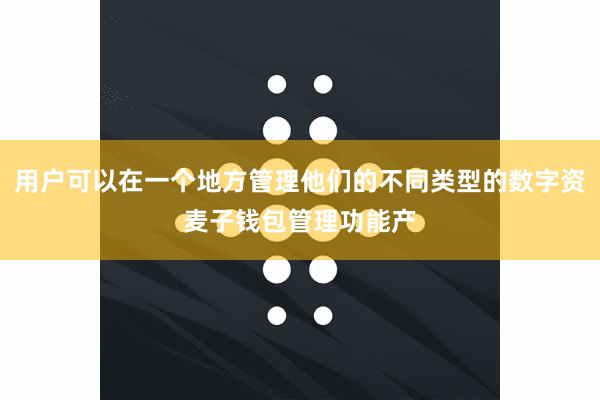 用户可以在一个地方管理他们的不同类型的数字资麦子钱包管理功能产